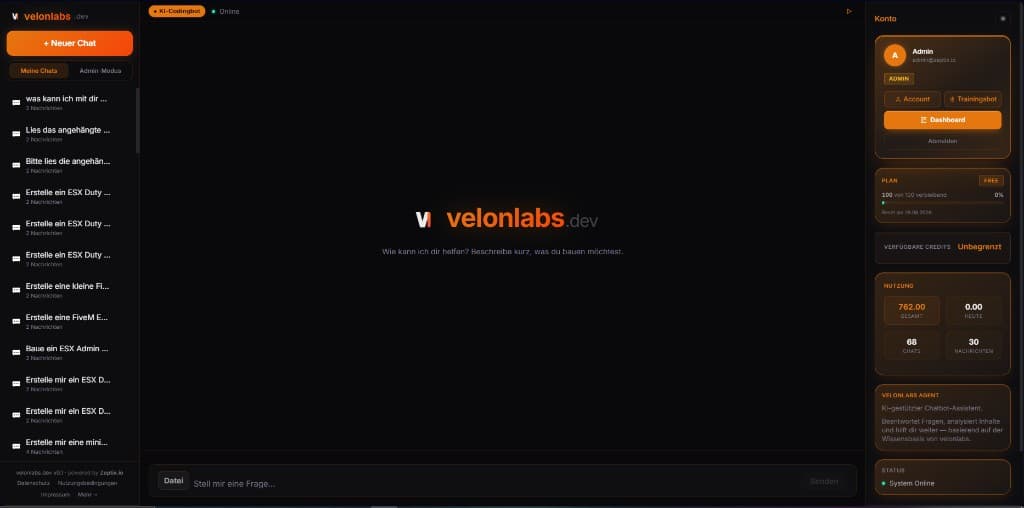 velonlabs.dev — Zeptix Live-Bot Screenshot